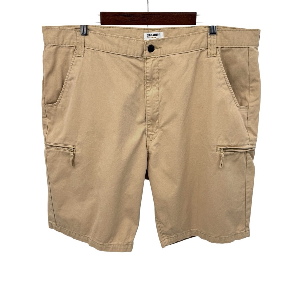 Levi Strauss Signature Gold Mens Cargo Shorts 42 Khaki Utility Hiking 10" Inseam
